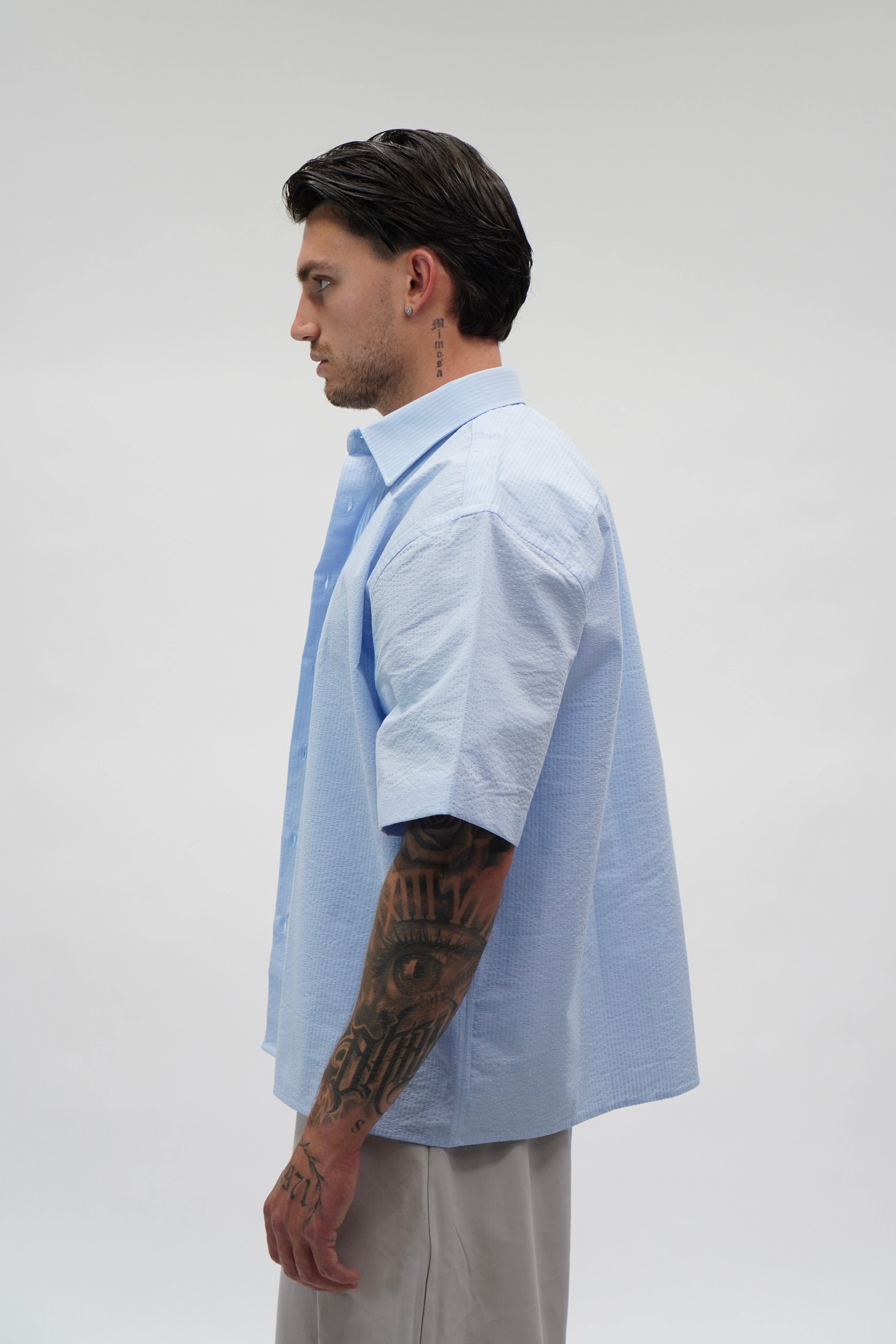 Camicia Waffle Crop Sky