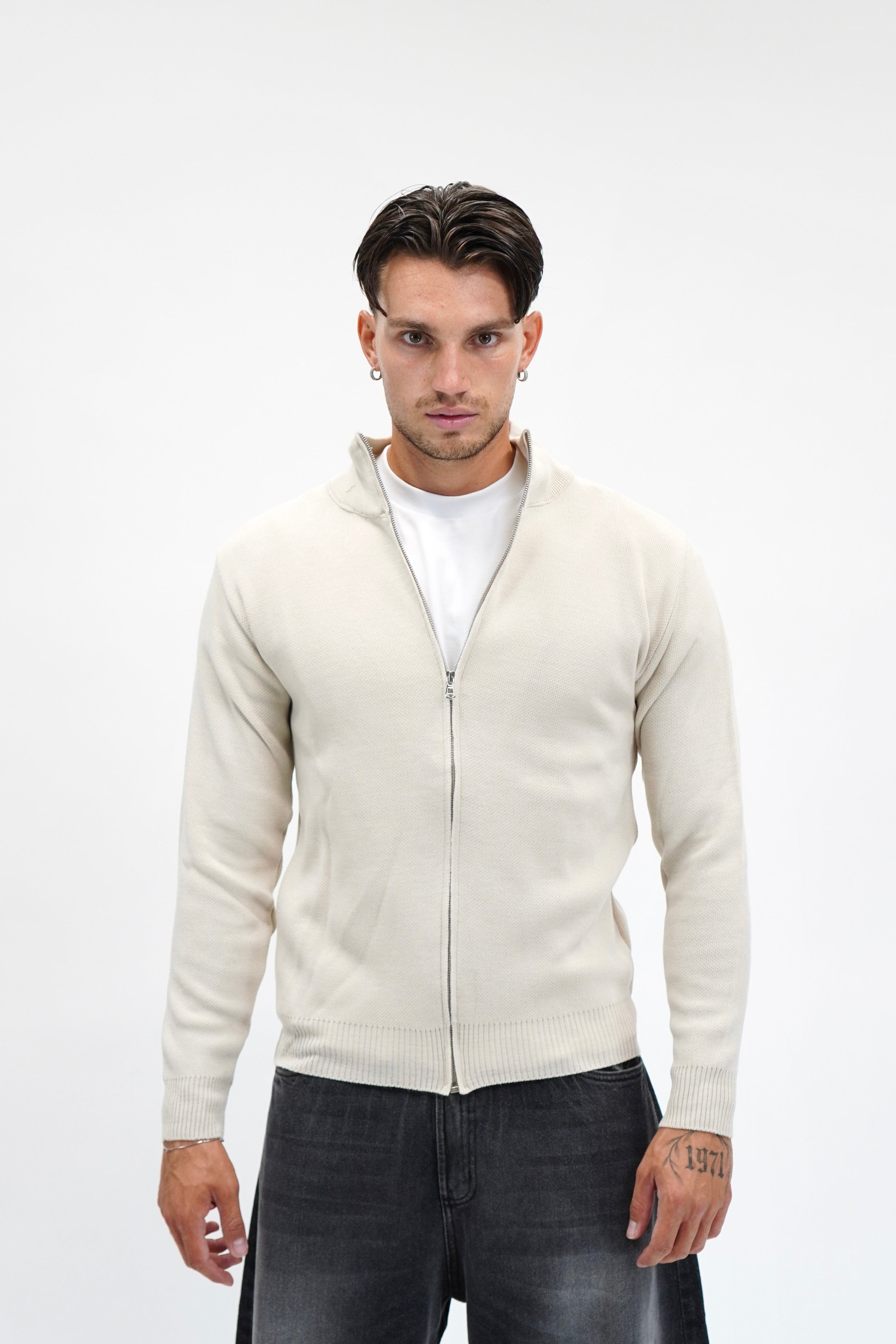Maglione Full Zip Beige