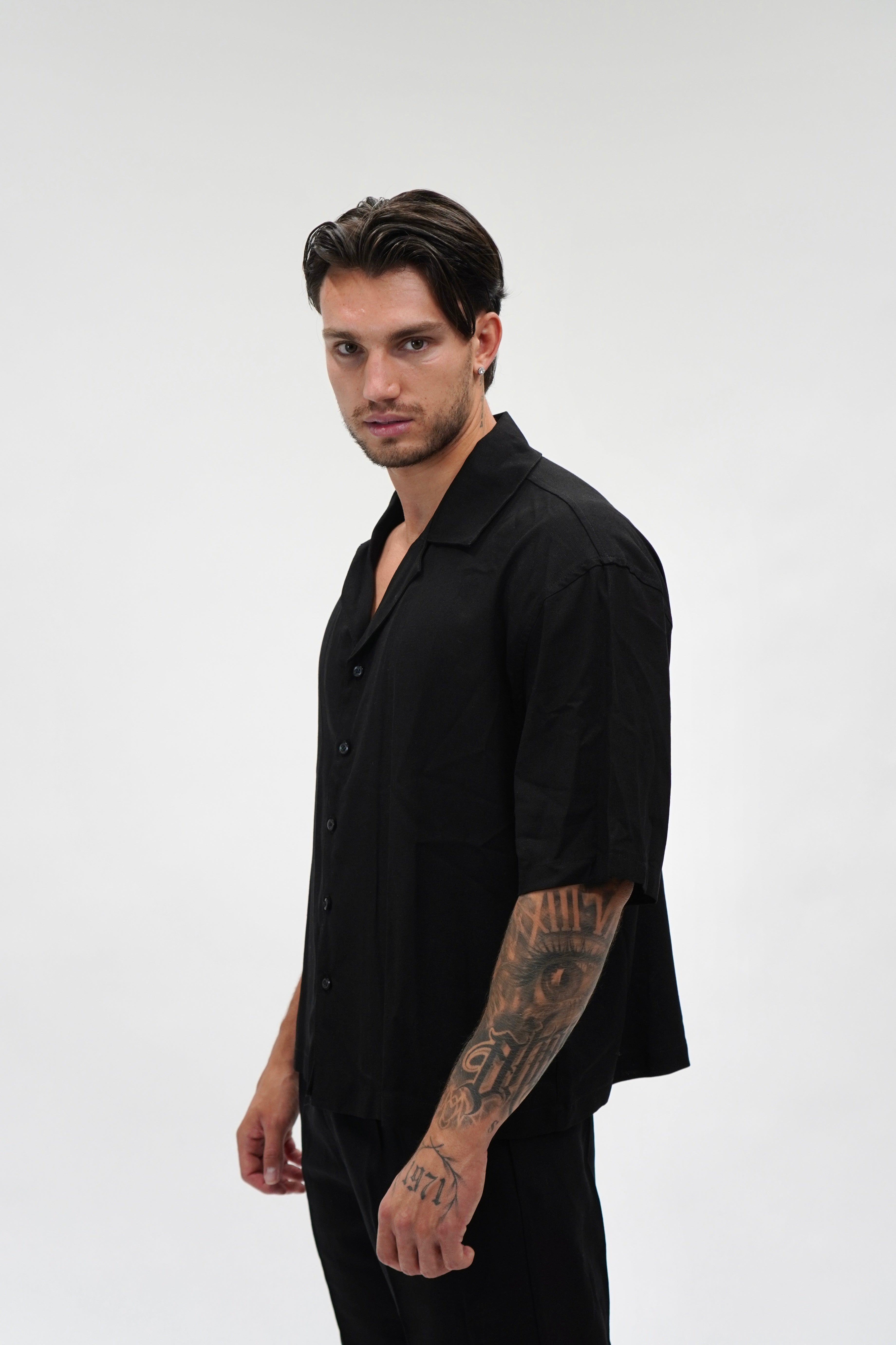 Camicia Misto Lino Black