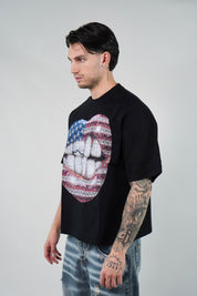 T-Shirt National Flag Rhinestone