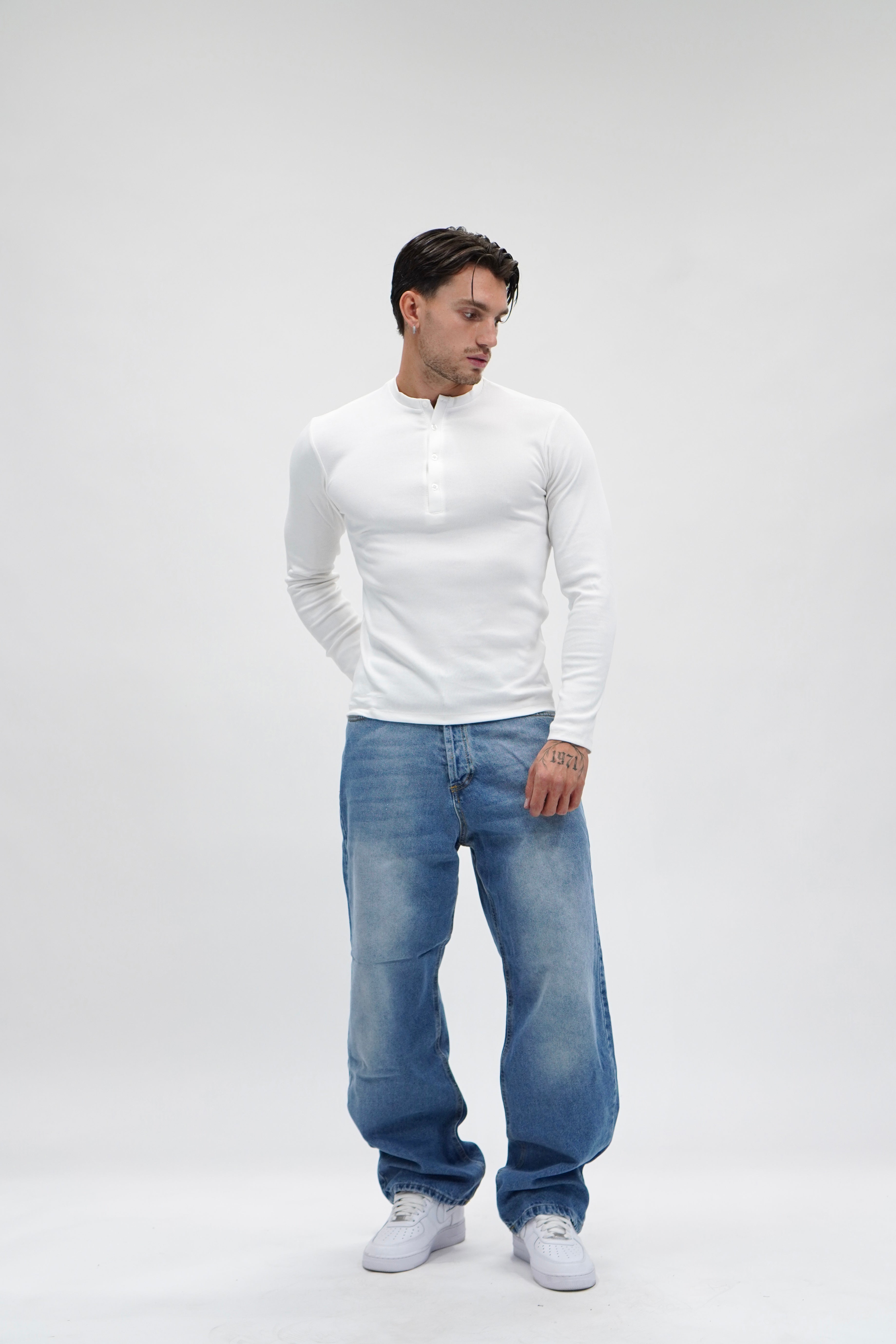Longsleeve Slim Serafino White