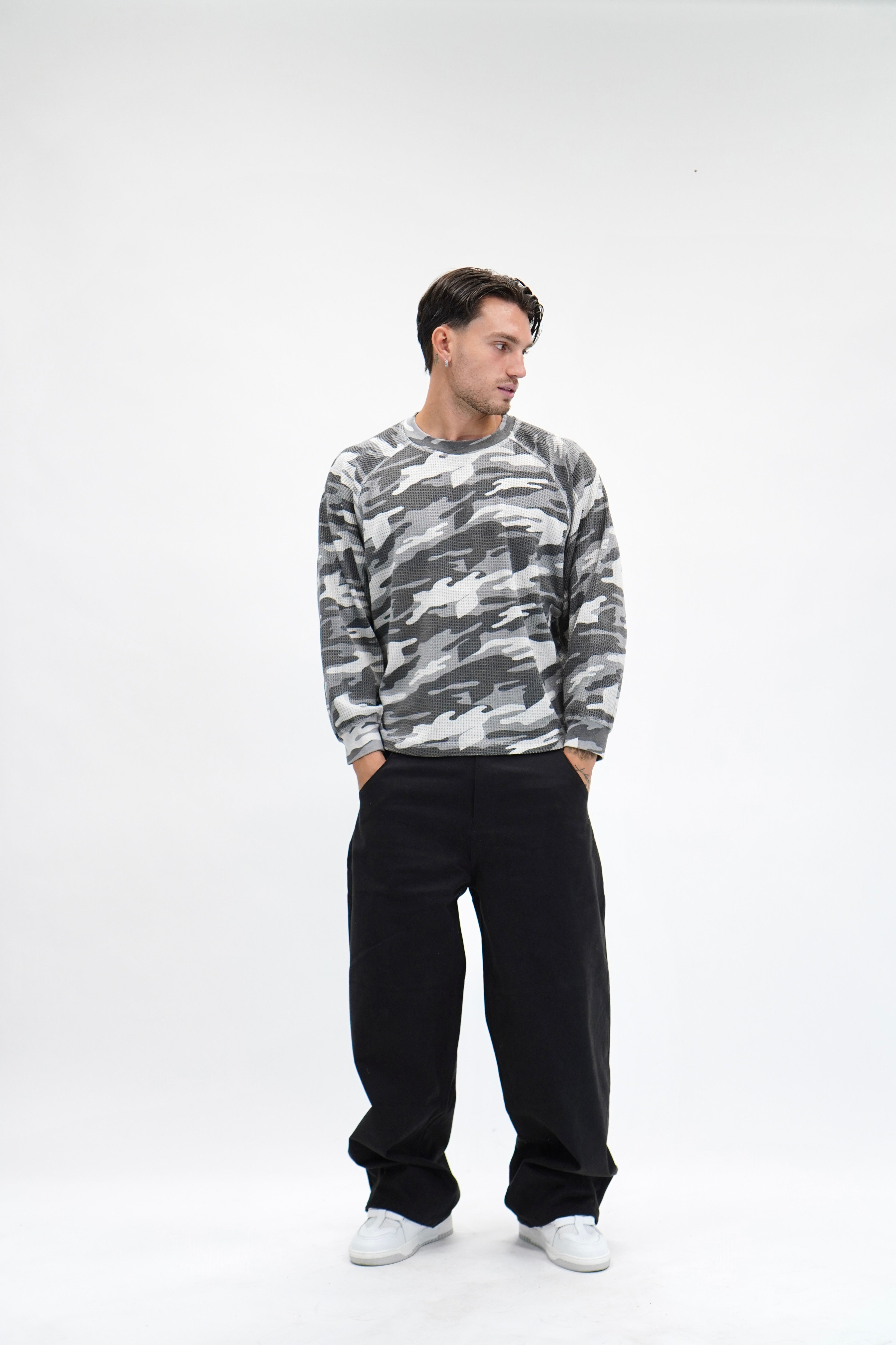 Longsleeve Waffle Camo Grey