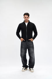 Maglione Full Zip Black
