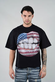 T-Shirt National Flag Rhinestone
