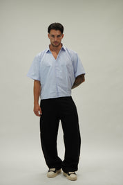 Camicia Boxy Sartoriale Stripe Blu