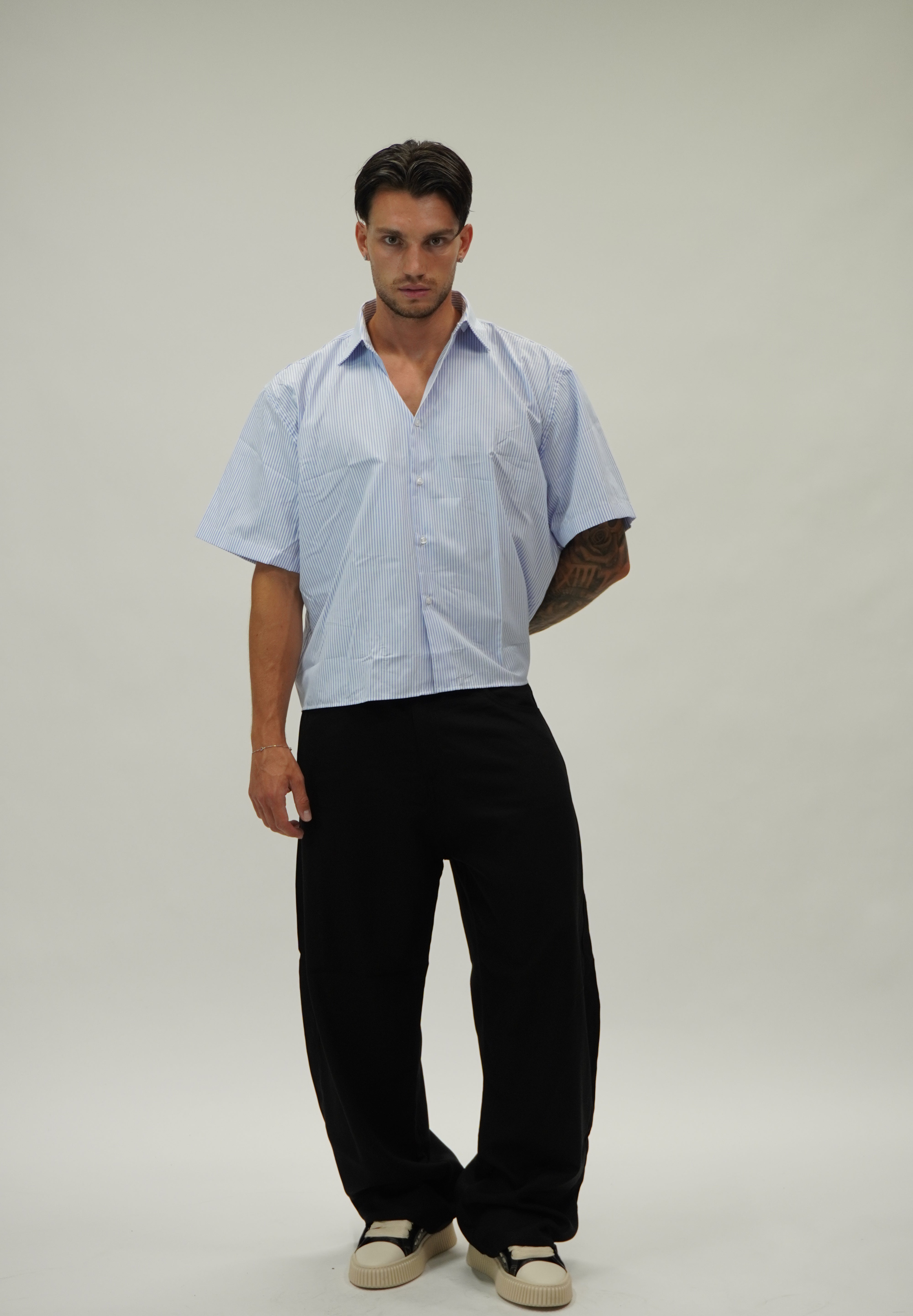 Camicia Boxy Sartoriale Stripe Blu