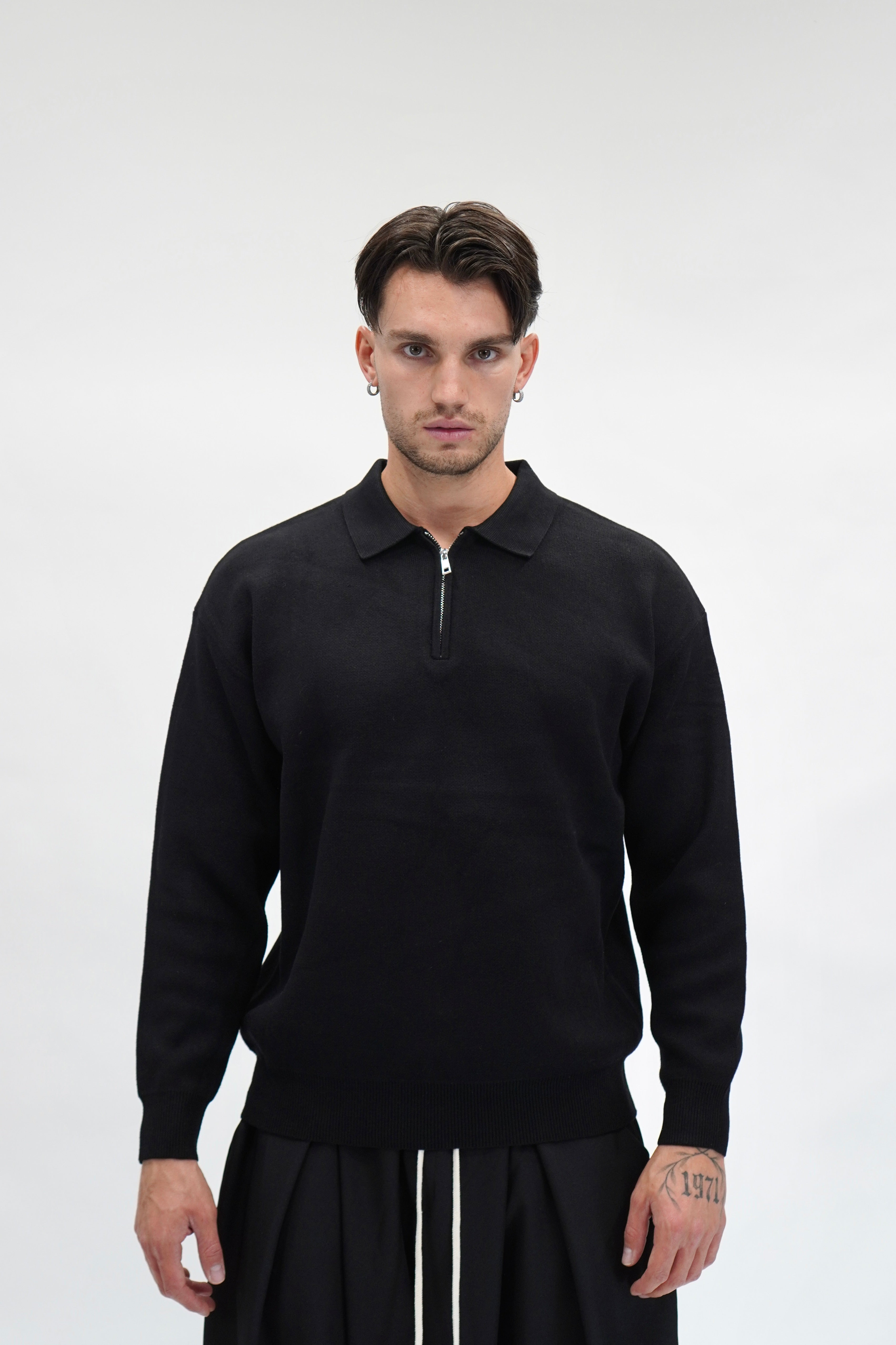 Maglione Half Zip Black