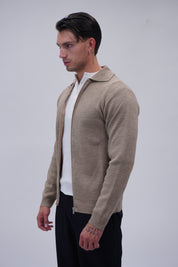 Maglione full zip jumper sand