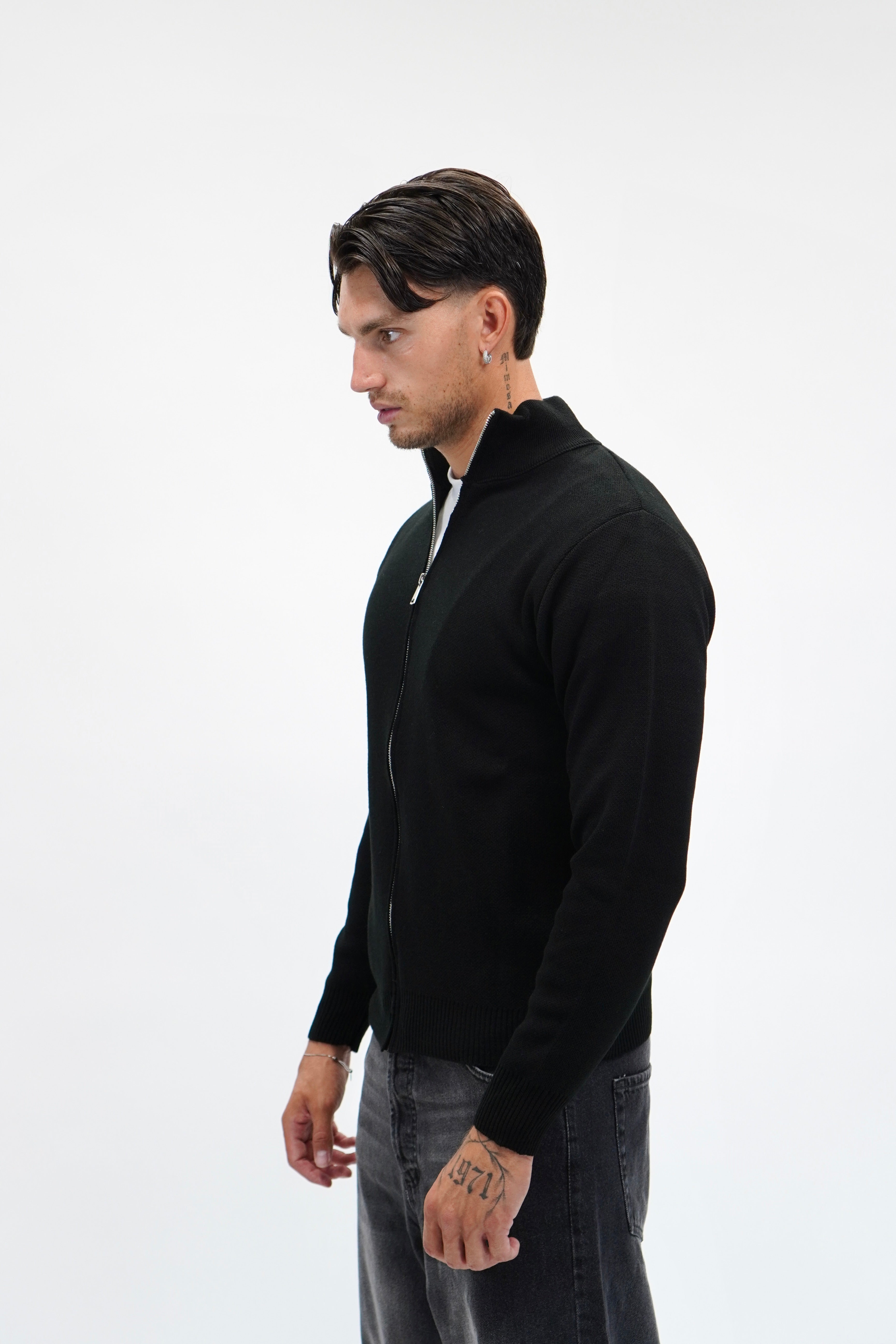 Maglione Full Zip Black