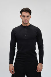 Longsleeve Slim Serafino Black