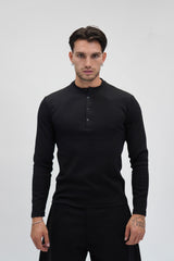 Longsleeve Slim Serafino Black