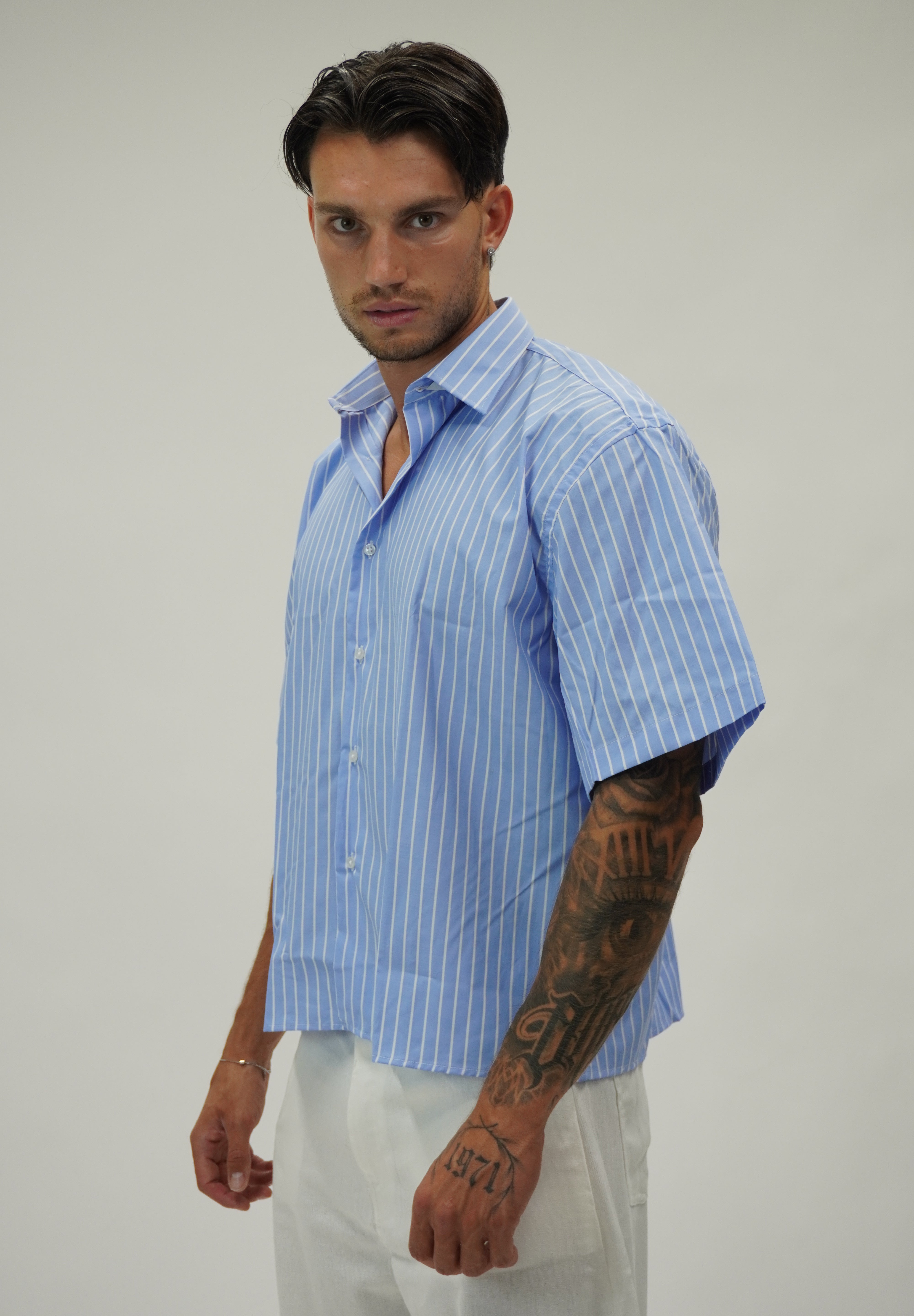 Camicia Boxy Sartoriale Sky