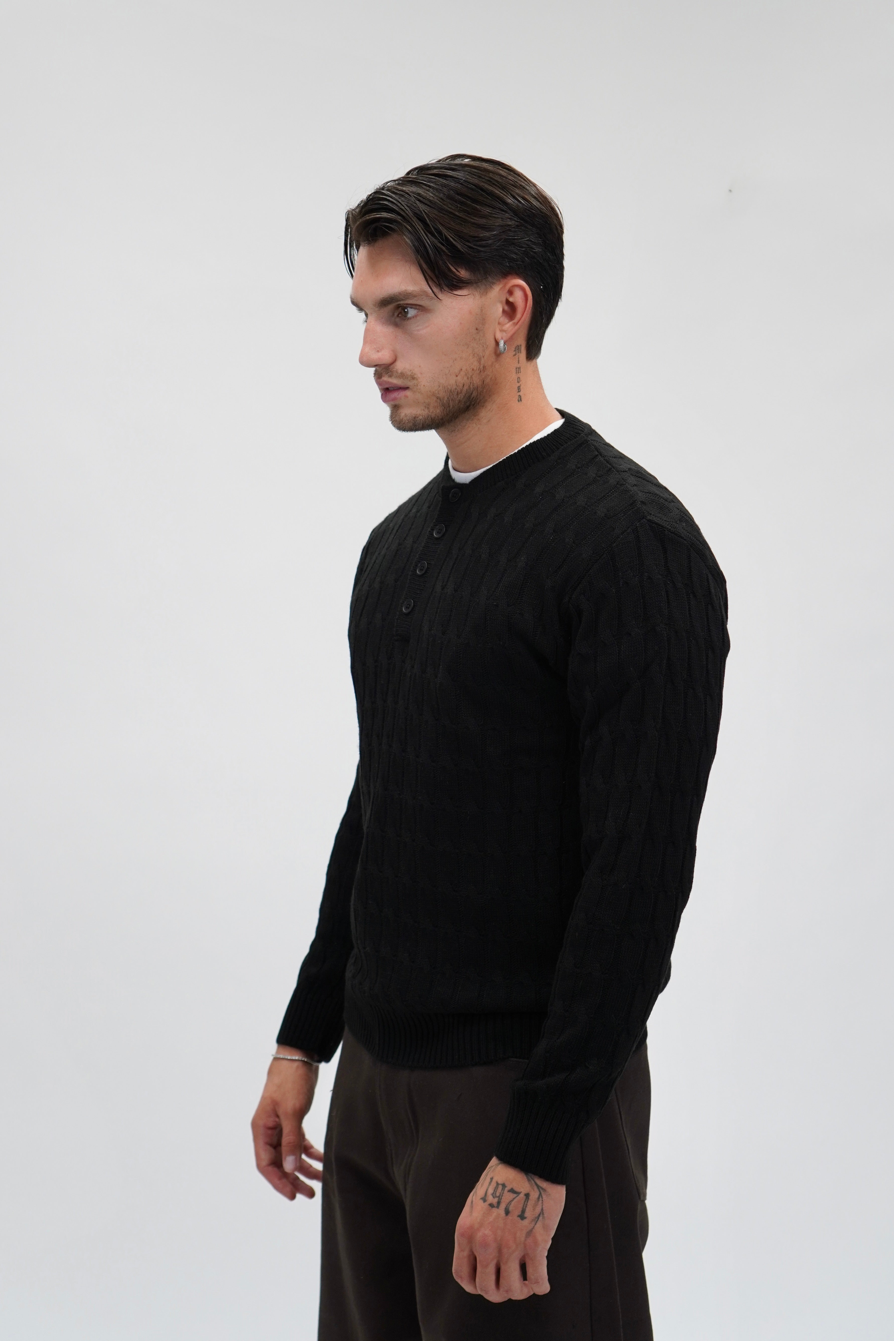 Maglione cable-knit black