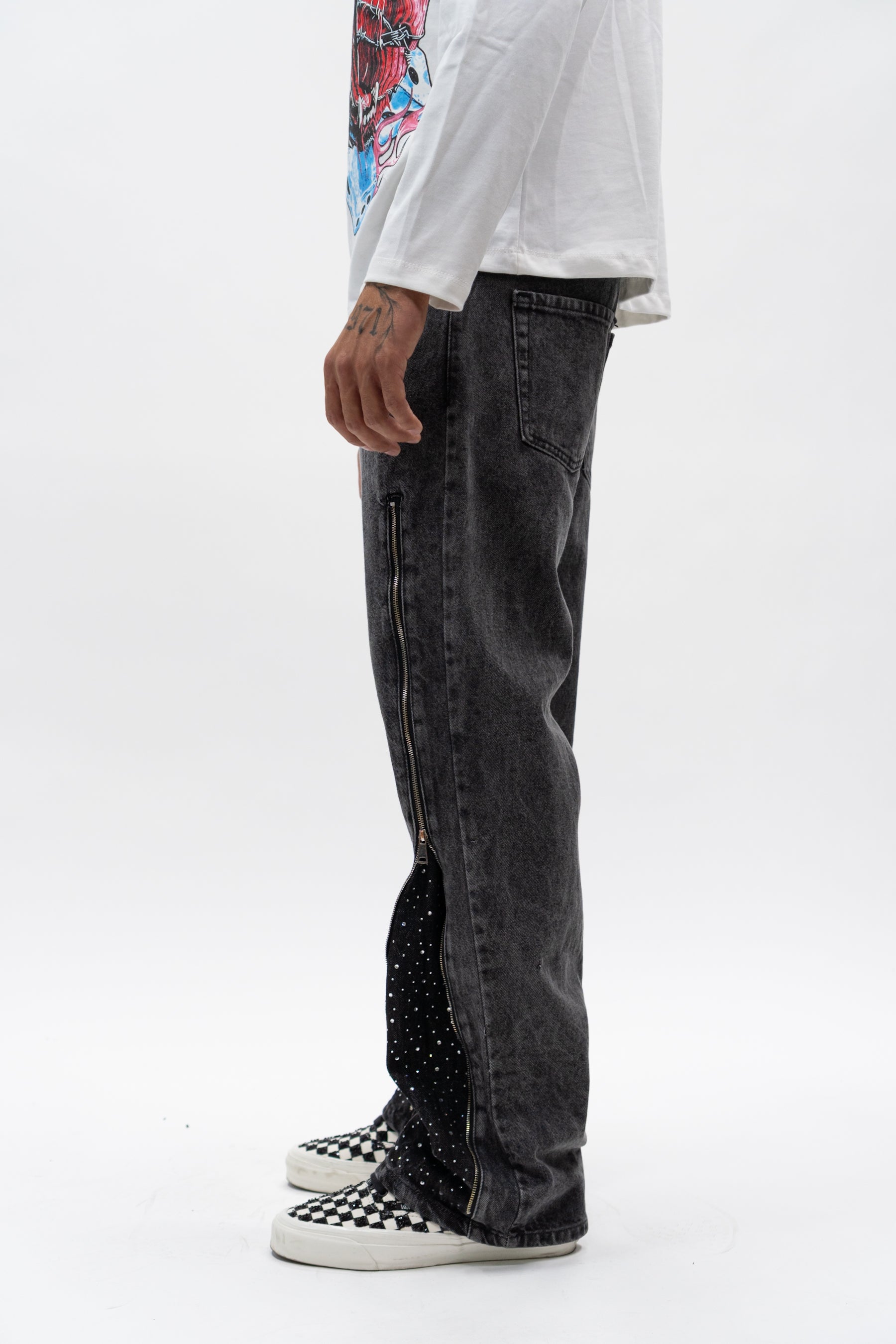 Jeans Flare Svarovsky Grey