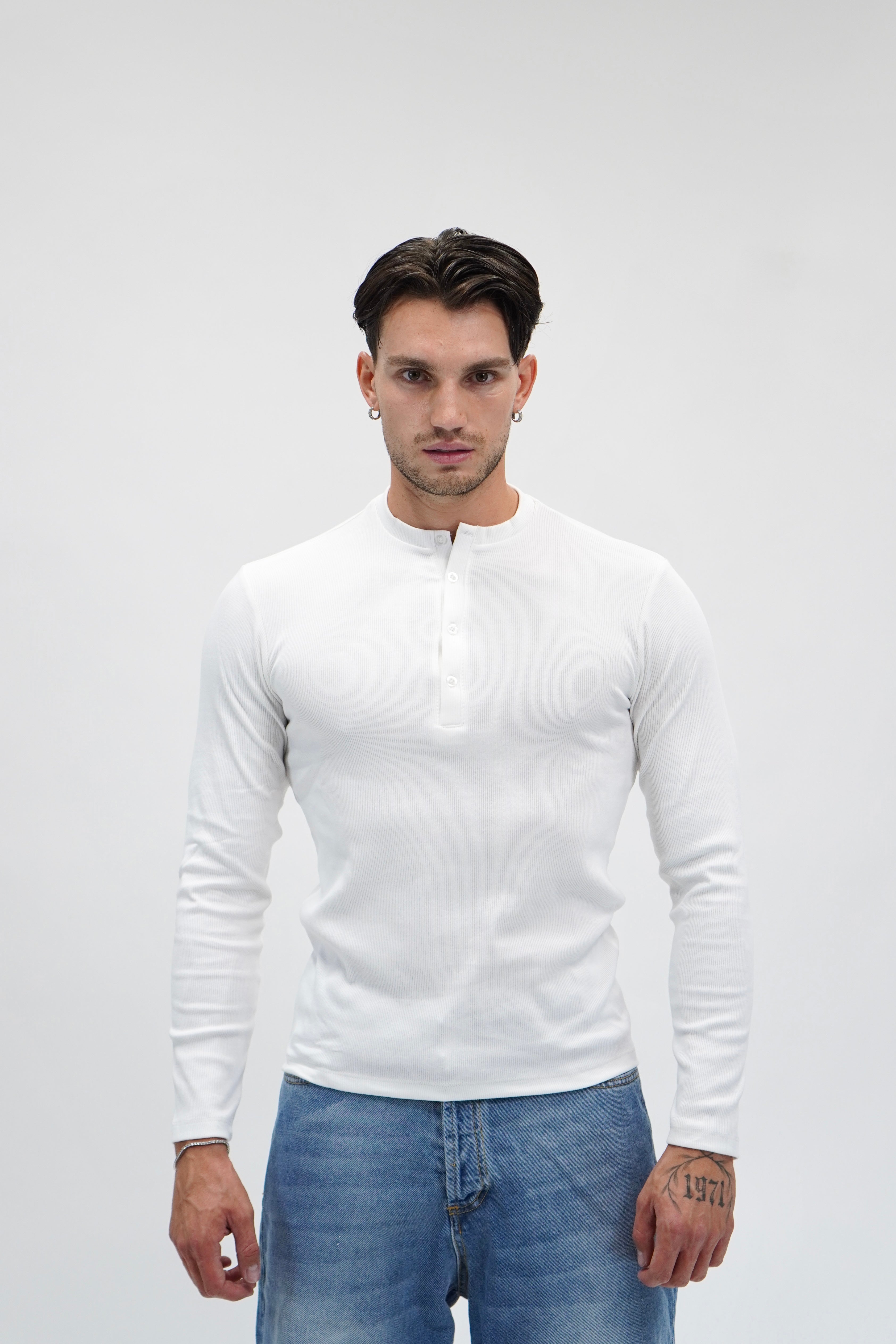 Longsleeve Slim Serafino White