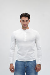 Longsleeve Slim Serafino White