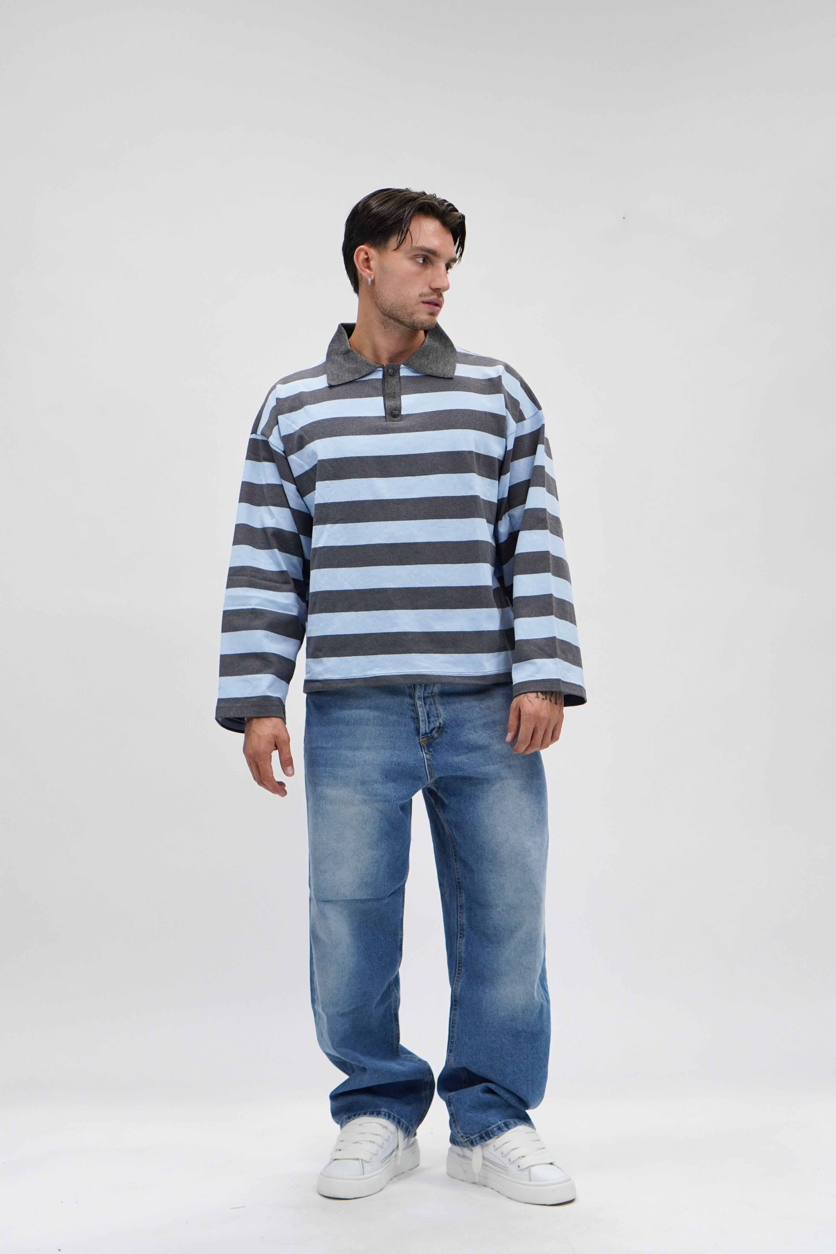 Polo Stripes Grey & Blue
