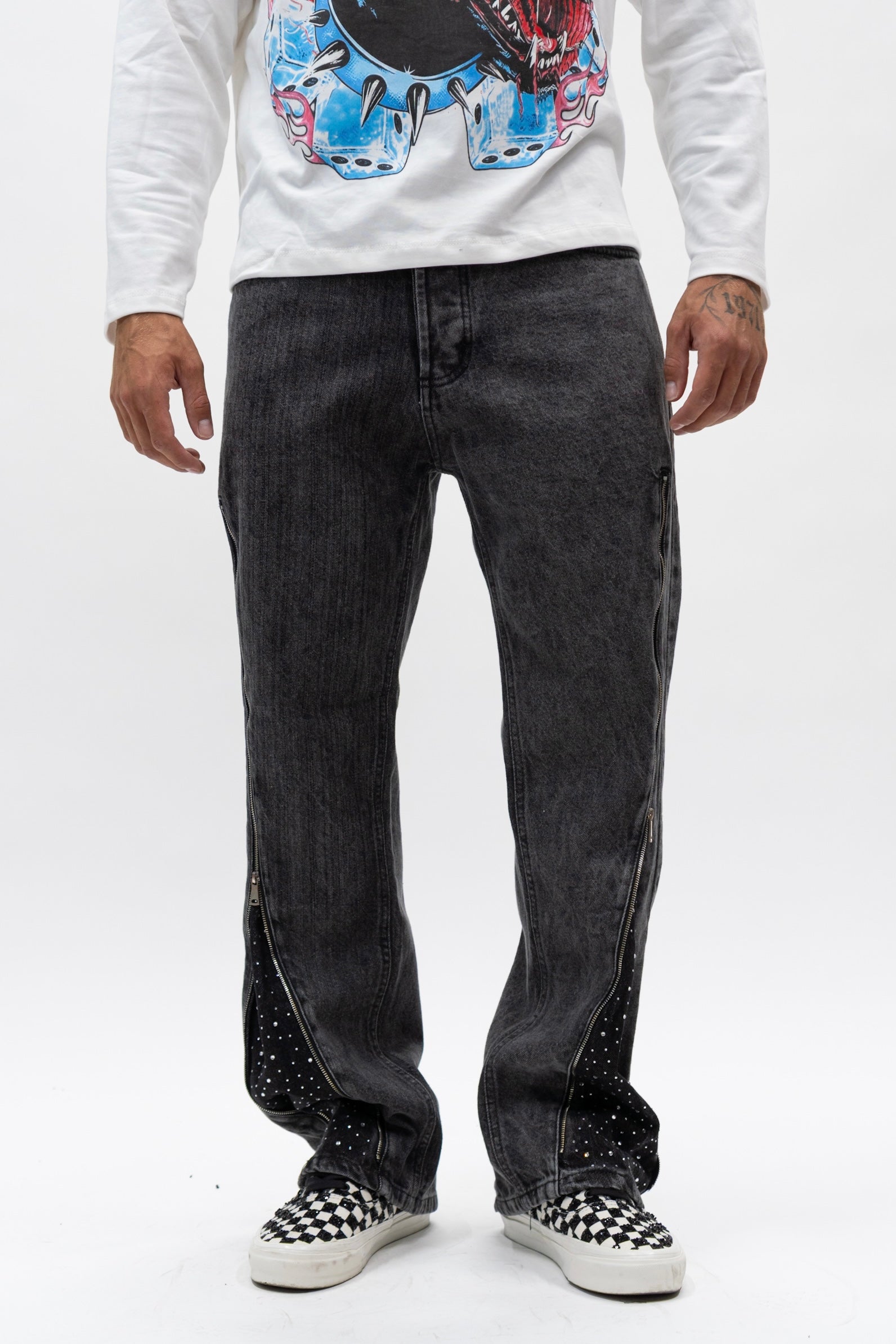 Jeans Flare Svarovsky Grey