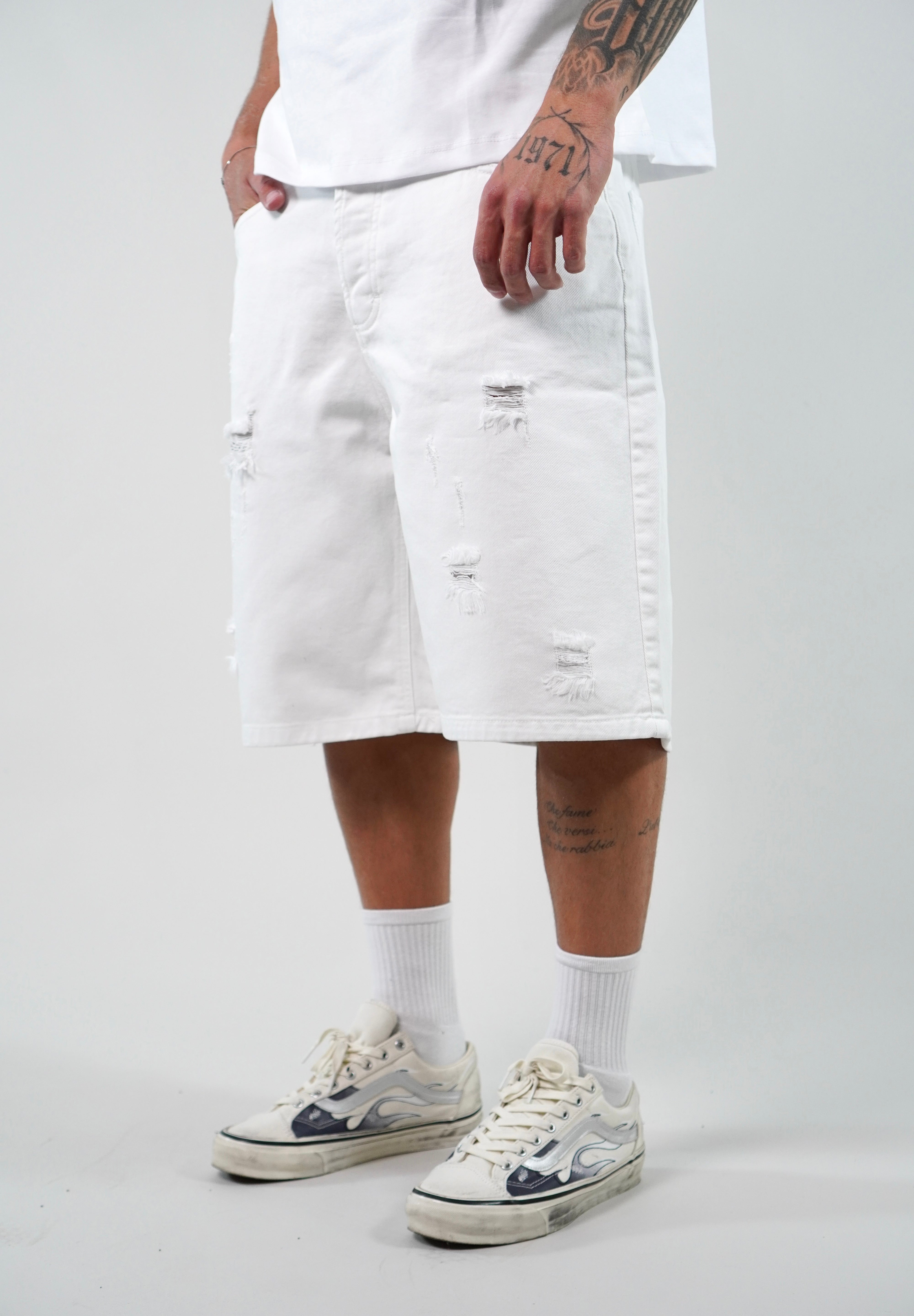 Jorts Rock White