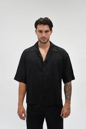 Camicia Misto Lino Black