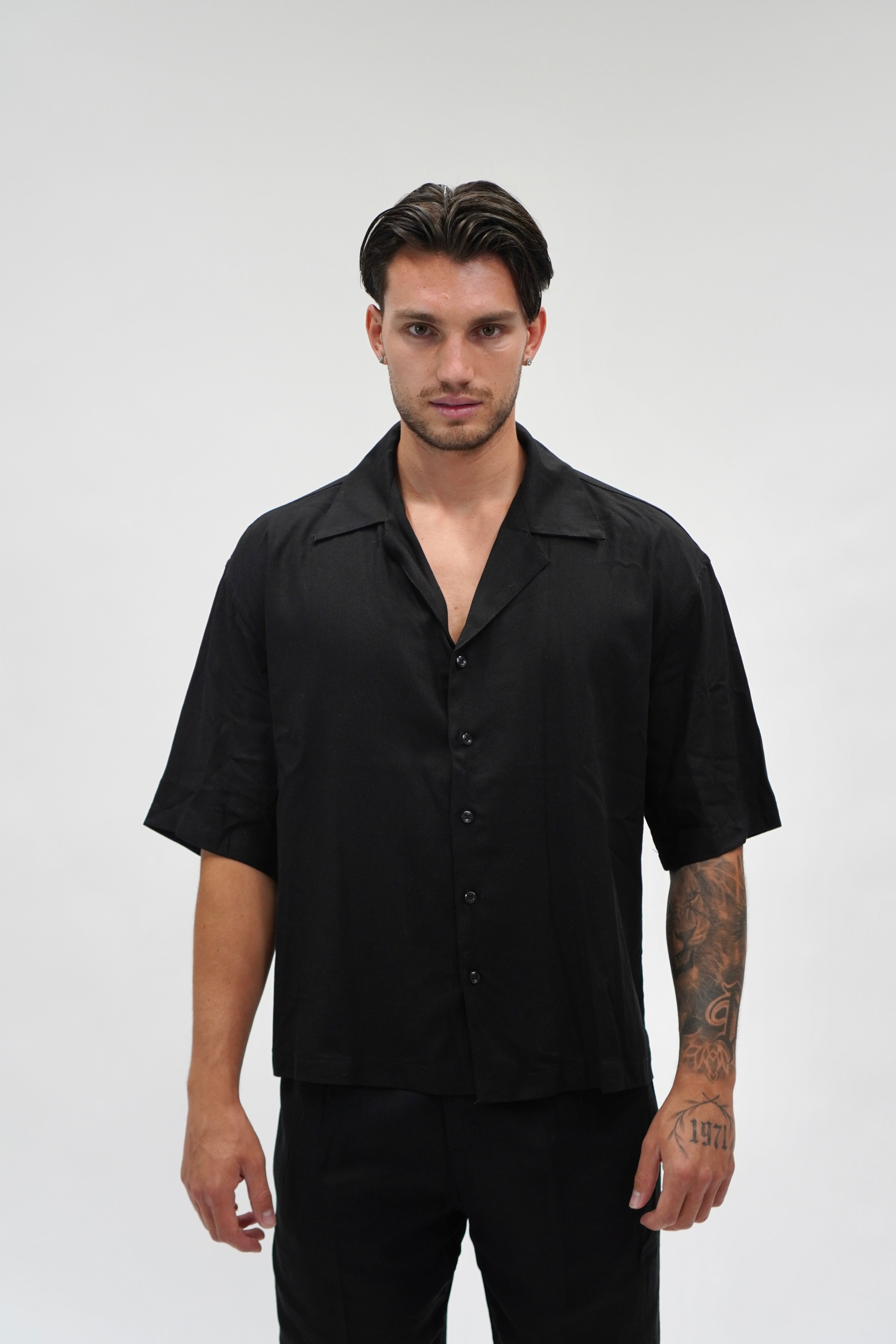 Camicia Misto Lino Black