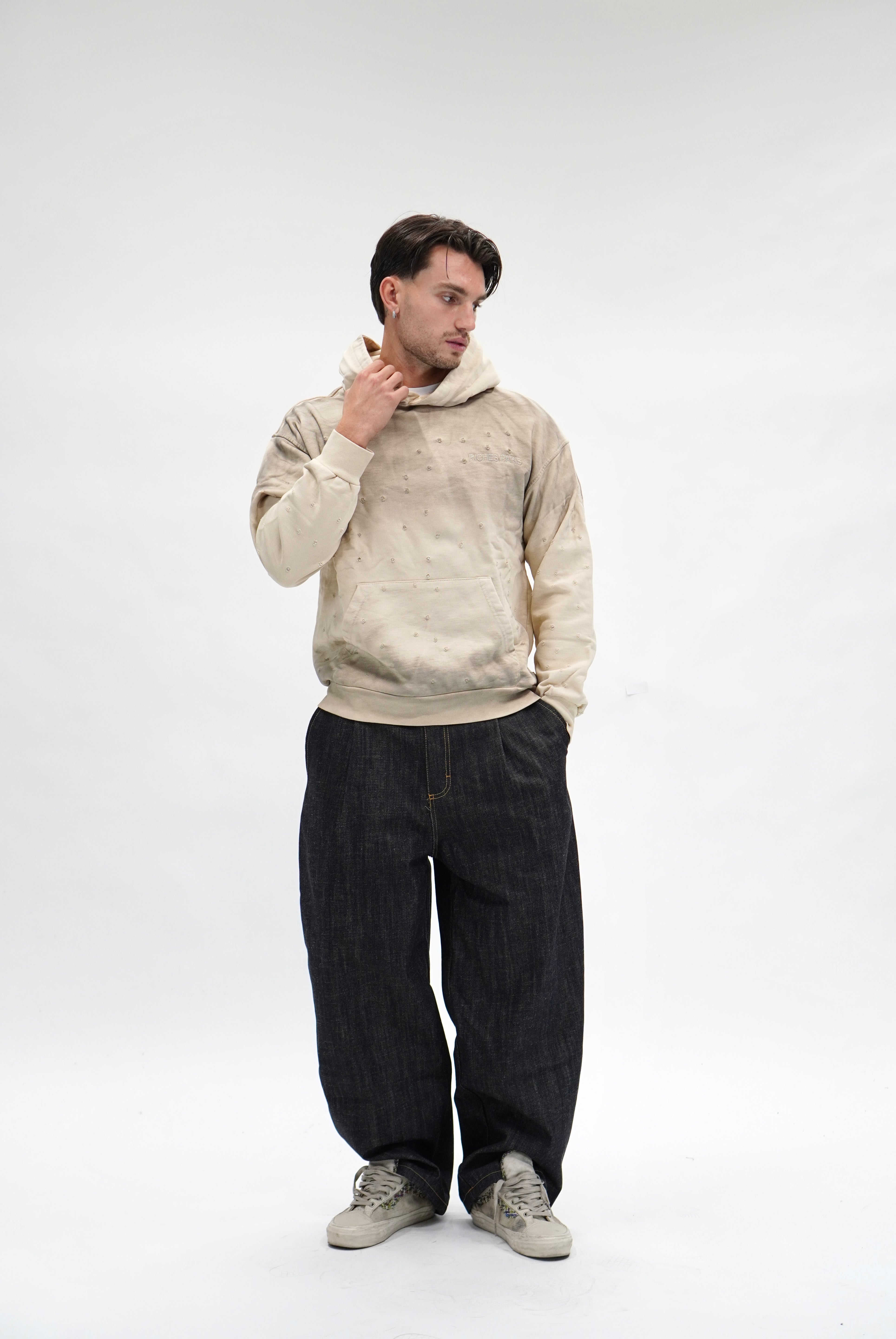 Hoodie Riches Distressed Sand
