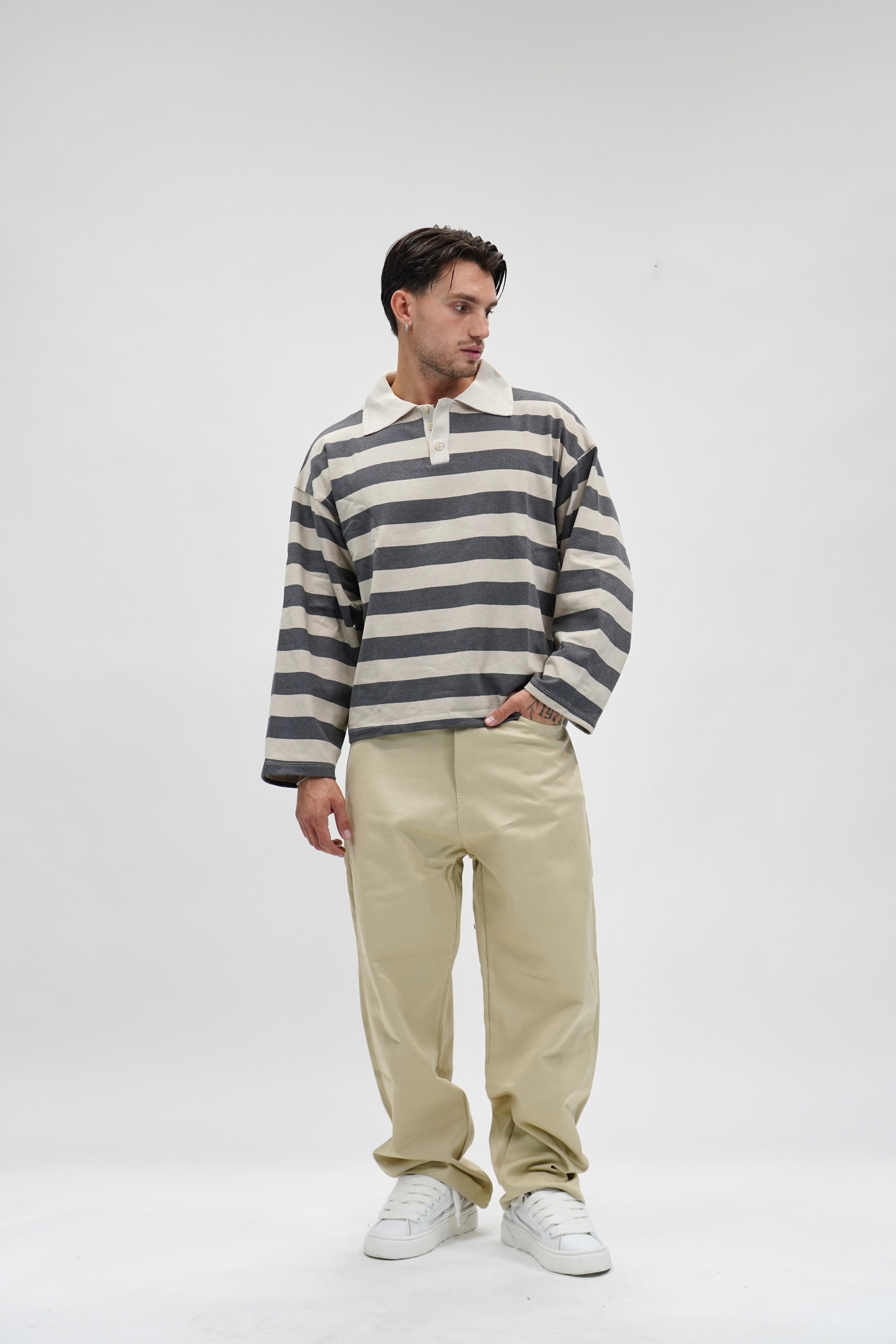 Polo Stripes Sand & Grey