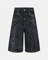 DOUBLE RAW DENIM JORTS