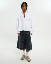 DOUBLE RAW DENIM JORTS