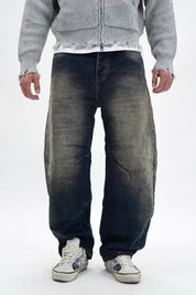 Jeans Baggy Dark Blue Sandblasted