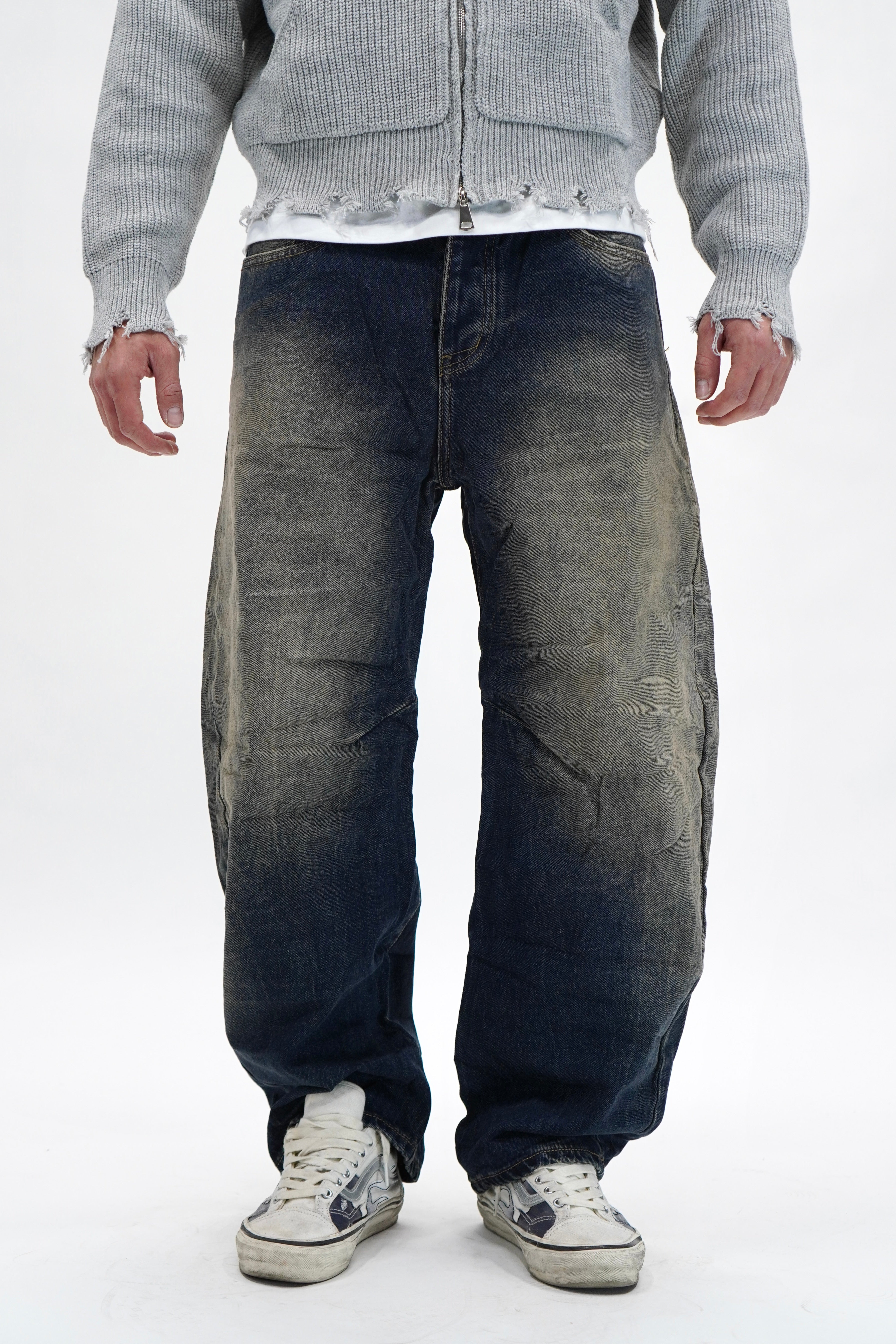 Jeans Baggy Dark Blue Sandblasted