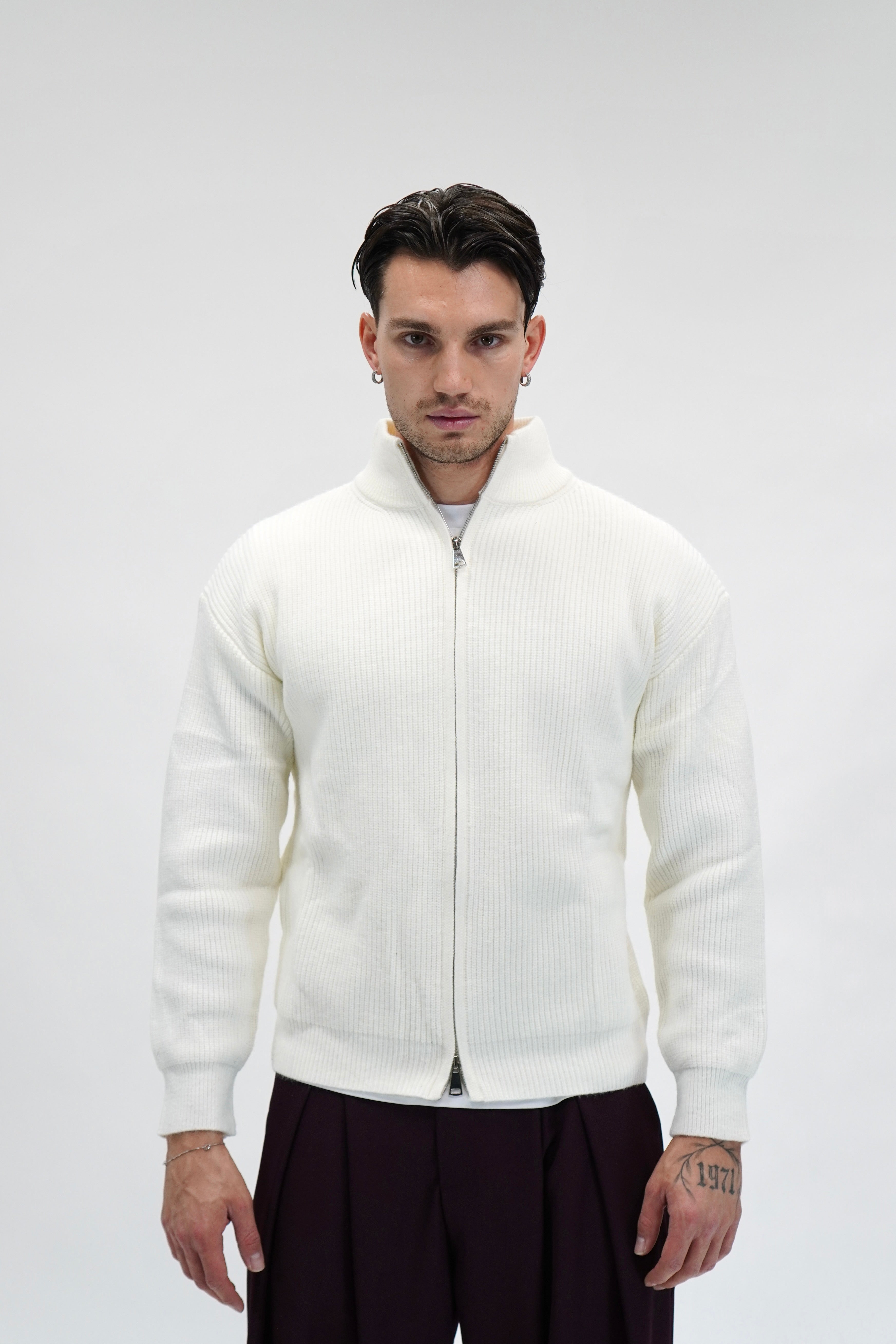 Maglione Zip-up Cream
