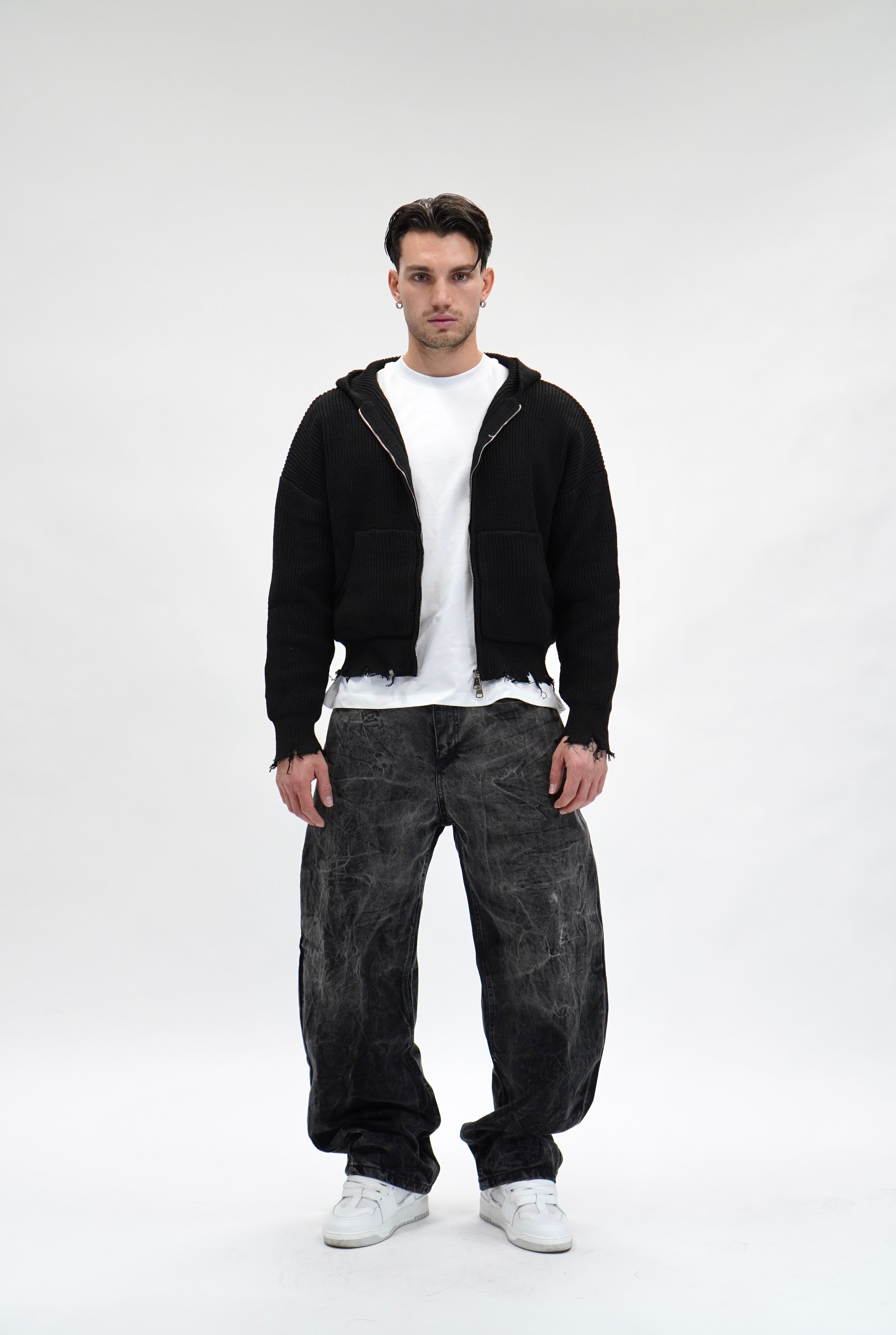 Maglione Rupture Zip Black